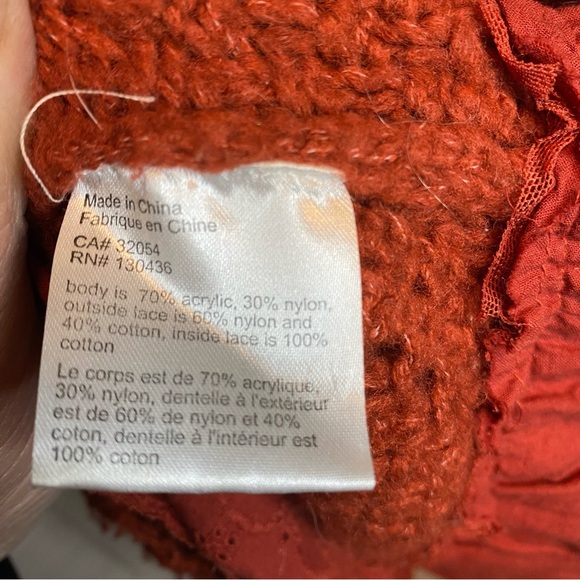 ANTHROPOLOGIE LILI’S CLOSET RUST POINTELLE SWEATER - Picture 8 of 9